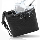 houlishu 1 Pack Black Golf Club & Ball Cleaning Bag - Golf Bag Accessories, Waterproof Liner Detachable Clip Machine Washable for Course Practice Golfer Gifts for Men