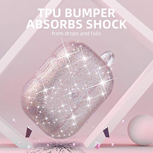 Airpods Pro Case, Dmmg Airpods Pro Case Cover Silicone Skin For Girls Women,Airpods Protective Cute Bling Glitter Case With Fluff Ball Keychain,Scratch Proof For Apple Airpod Pro,Pink #TOP3