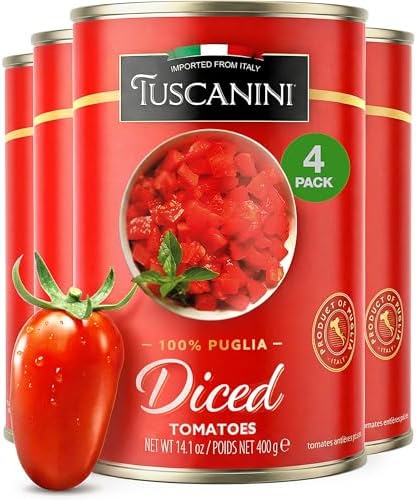 Tuscanini Diced Tomatoes 14.1oz (4 Pack) | 100% Italian Tomatoes, Delicious Taste & Texture, Perfect for Pizza and Sauces, BPA Free Can, Kosher for Passover
