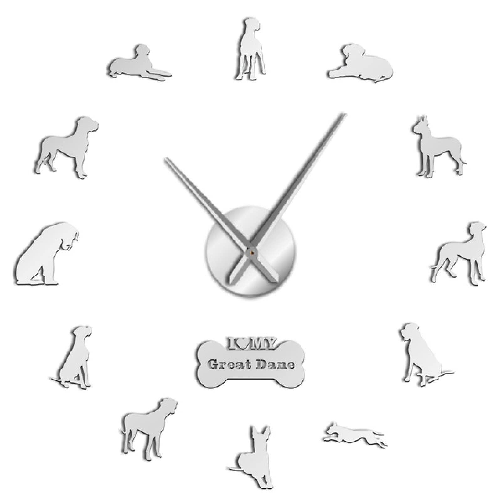 Duitse Dog Ras 3D DIY Giant Wandklok gepersonaliseerde lange handen acryl klok horloge dieren dieren dieren winkel decor kit decoratie-37INCH
