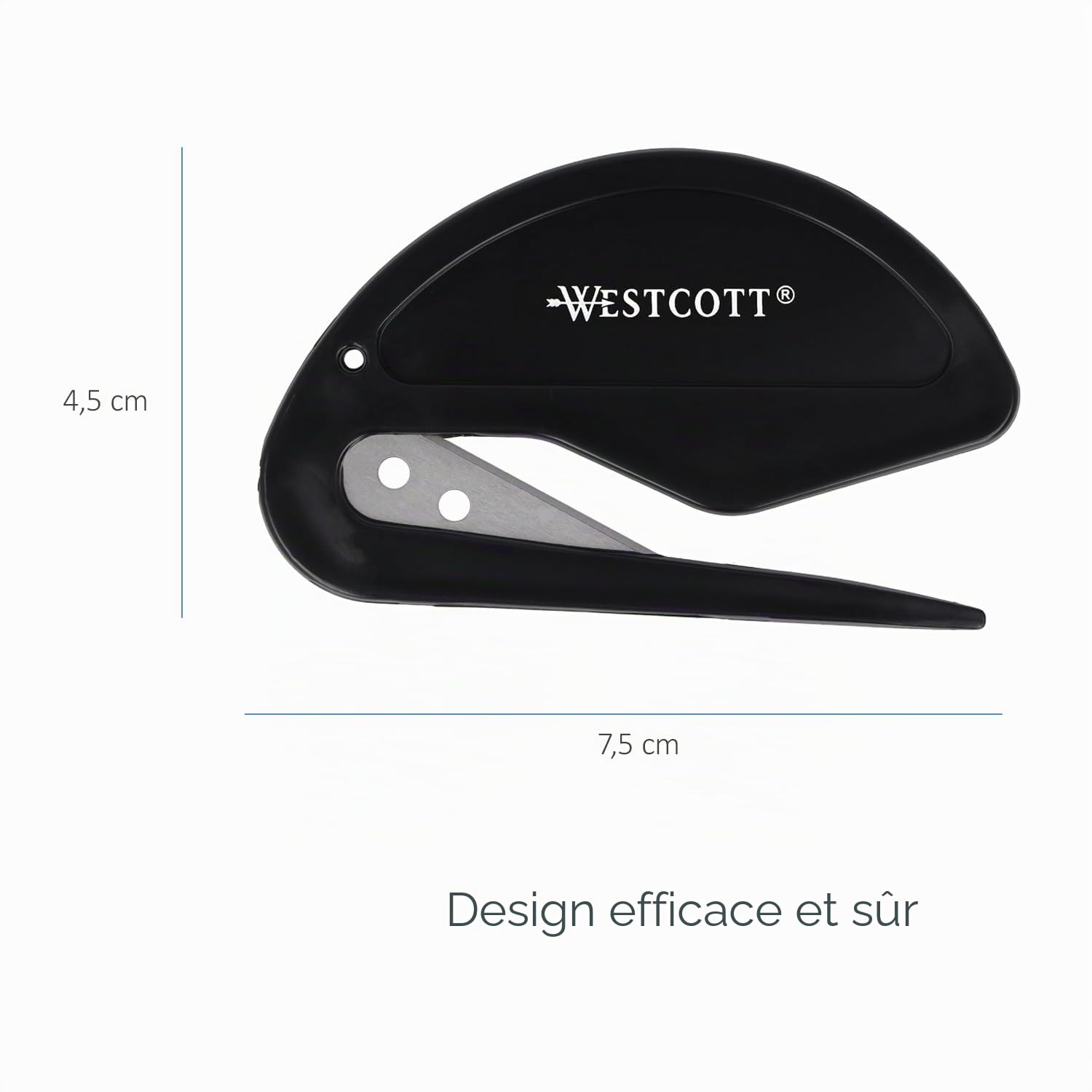Westcott Coupe-papier lame acier inoxydable poignée sécurité ergonomique E-29699