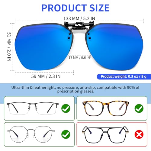 Polarized Unisex Oversized Clip on Flip up Sunglasses Men Women over Prescription and Reading Glasses Frames2