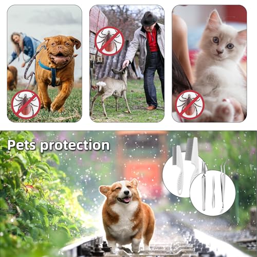 Kit de 6 ferramentas de remoção de carrapatos para animais de estimação, 3 pinças de carrapato de aç