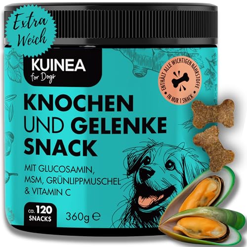 KUINEA® Gelenk Vitamine für Hunde – 120 Leckerli (360g) mit Grünlippmuschel Hund, Glucosamin, MSM & Vitamin C – ohne Getreide & Zucker, Gelenk-Snack ideal für Knochen & Gelenke KUINEA® Gelenk Vitamine für Hunde – 120 Leckerli (360g) mit Grünlippmuschel Hund, Glucosamin, MSM & Vitamin C – ohne Getreide & Zucker, Gelenk-Snack ideal für Knochen & Gelenke