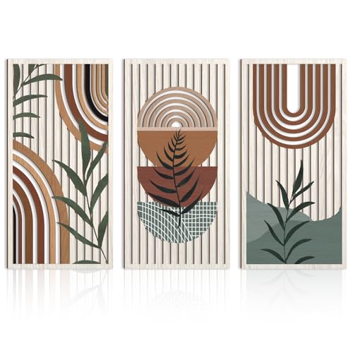 IARTTOP Large Abstract Geometric Wood Boho Wall Art Boho Wall
