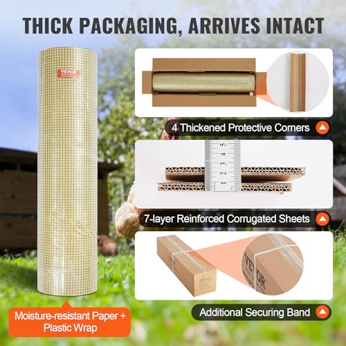 VEVOR Hardware Cloth, 48'' x 100' 1/2inch Galvanized Wire Mesh Roll, 19 Gauge Chicken Wire Fencing Roll, Vinyl Coating Metal Wire Mesh for Chicken Coop Barrier, Rabbit Snake Fences, Poultry Enclosures by VEVOR - Image 6