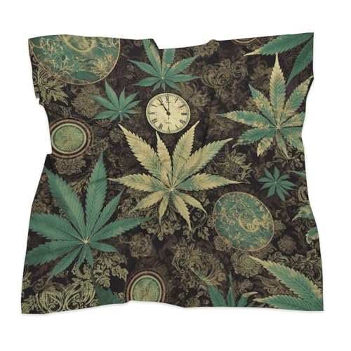 A Puff in Time Weed Marijuana Silk Scarf Fashion Satin Head Scarf Lightweight Head Scarves for Neck Silk Scarves for Women Men Boho Hair Wrap Sleeping Kerchief Bandanas Pocket Square 25" X 25"3