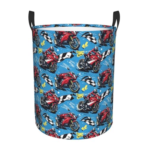 Cesta de ropa sucia con estampado de motociclista, cesta de ropa sucia para decoración de recámara estética, cesta de lavandería para recámara, departamento, universidad, recámara esencial