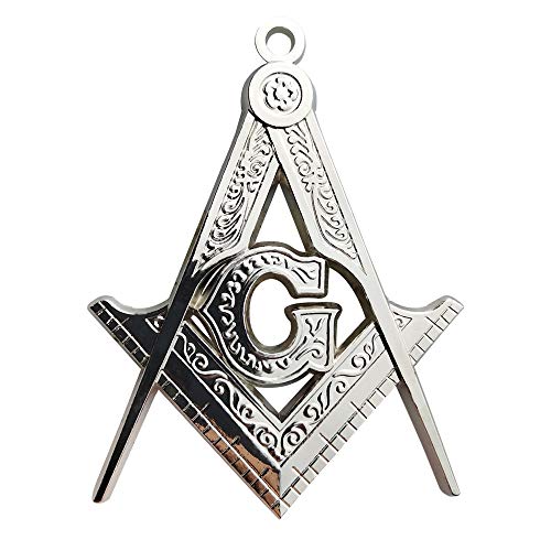 Bijou maçonnique équerre et compas avec G en pendentif argenté pour homme