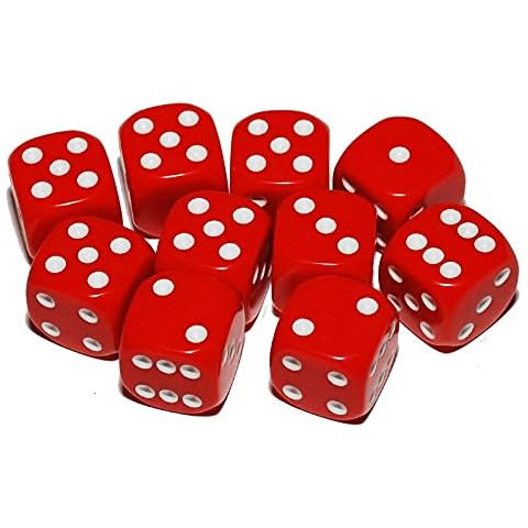 Big Cherry Dice, 10 x 16mm Round Corner Spot - Red Cover