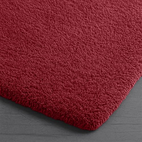 Image of enera Microfibre Bath Mat | Soft & Absorbent 2650 GSM | Non-Slip Latex Backing | Quick Dry, Washable Multipurpose Floor Mat for Bathroom, Bedroom, Kitchen & Home (Opella 40 x 60 cm) (Ruby Maroon)