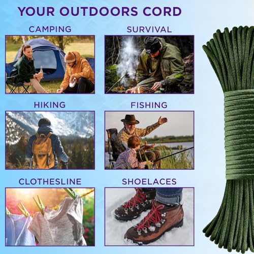 Image of TECEUM Reflective Paracord Rope 1000 - 1000ft /200ft /100ft /50ft - 40+ Colors - Glow in the Dark - para Cord - Utility Rope for Survival, Hunting & Camping Gear - Nylon String, Camping Rope, Tent Cord