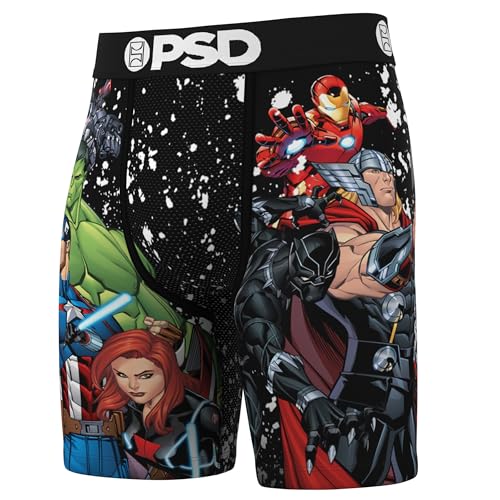 PSD Marvel Avengers & Xmen Herren-Boxershorts in Standardlänge, atmungsaktive Boxershorts für Herren, Avengers Assembled, X-Large