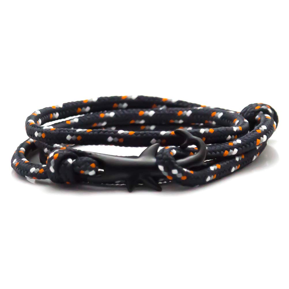 Fashion Plated Black Alloy Shark Tail Hook Colorful Rope Link Bracelet