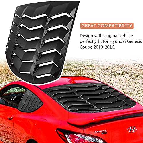 Rear & Side Window Louvers Windshield Sunshade Cover Fits For Hyundai Genesis Coupe 2010-2016 In Gt Lambo Style Abs Matte Black #TOP2