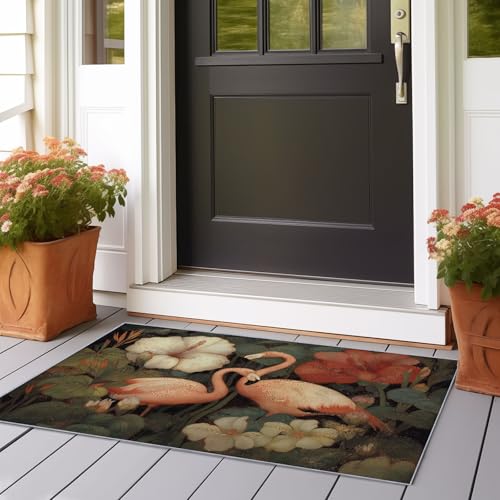 Alfombra Pasillo Larga Aves Flores Tropicales Alfombra Cocina Lavable Antideslizante Alfombras de Pasillo 60x210 cm para Pasillo Cocina Entrada Habitacion Rosa