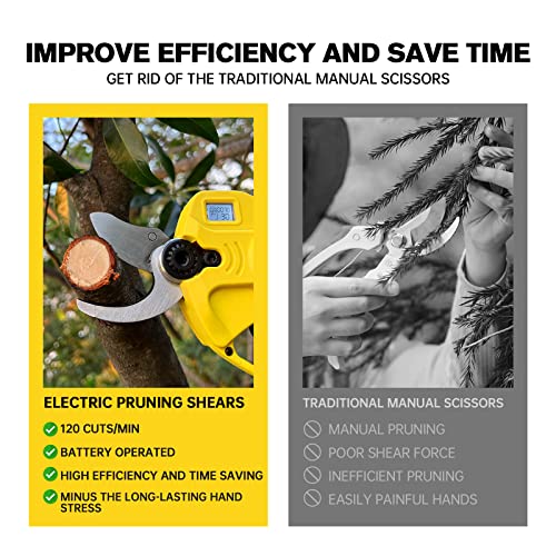 BÜRSTENLOSE elektrische Gartenschere, LCD-Display, 1,2''(30MM) Schneiddurchmesser, IMOUMLIVE Akku-gartenschere mit 21V 2.0Ah Akku, Elektrische Astschere für Obstgarten, Garten, Schneiden von Ästen. – Bild 6