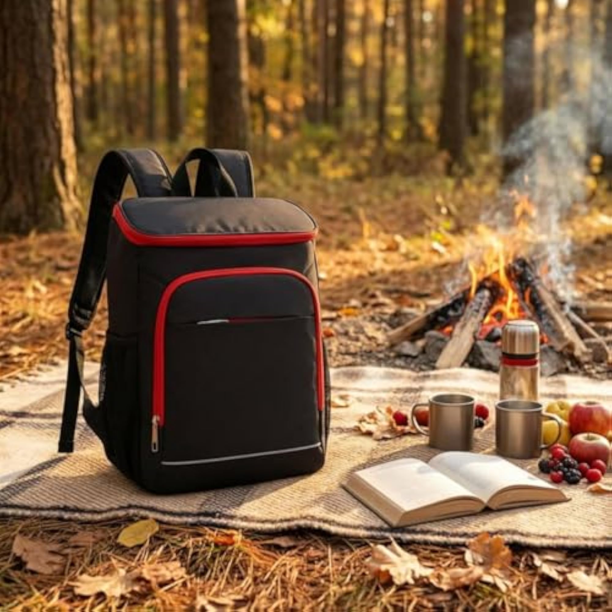 Padded Straps Insulated Backpack Cooler Bag Mesh Side Pockets