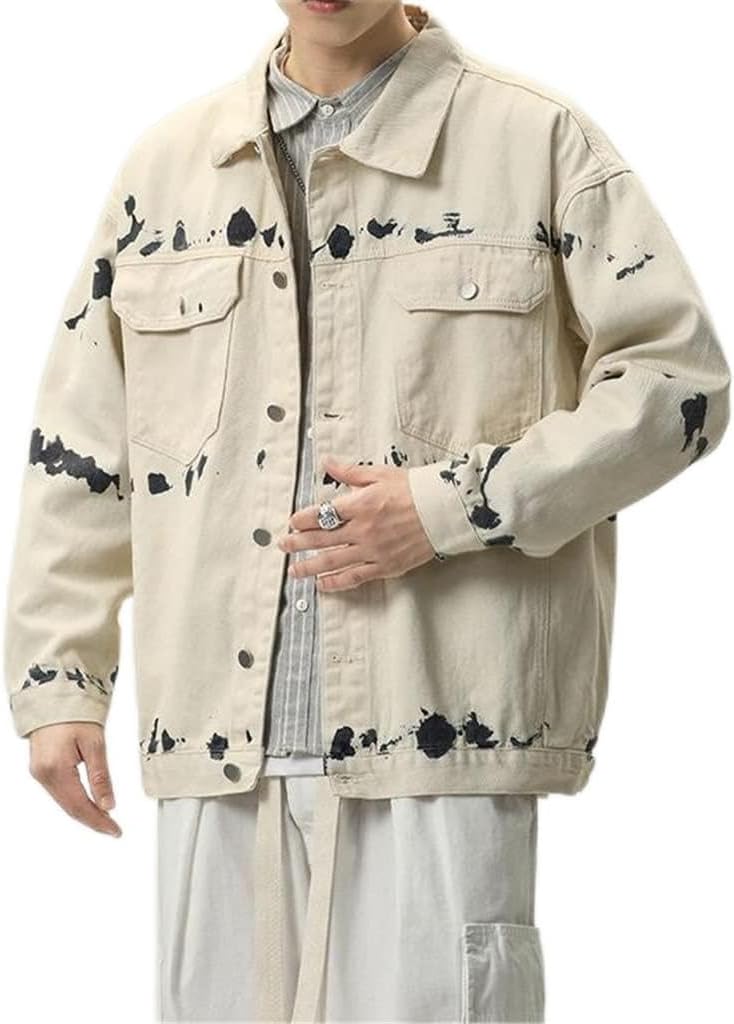 Ink Work Jacket Denim Men's Spring And Autumn Loose Casual Top(XL code)
