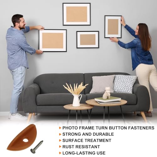 Image of HARFINGTON 50Pcs Picture Frame Backing Hardware Clips with 50Pcs Screw Turn Button Fasteners Set Picture Turn Backing Clips for Craft Hanging Picture Drawing, Brown