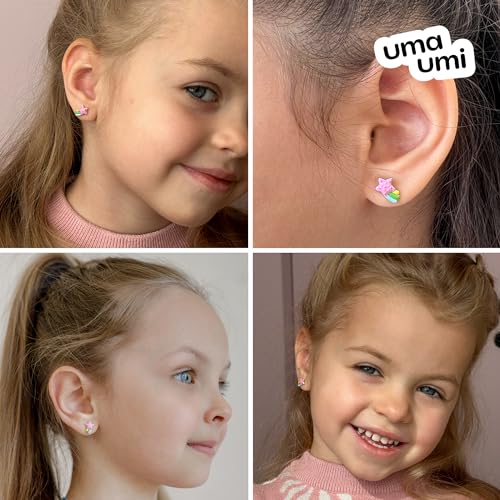 925 Sterling Silver Comet Stud Earrings for Girls Hypoallergenic Safety Screw Back Rhodium Plated - Comet Gifts Earrings for Baby Toddlers Little Teens Kids Jewelry4