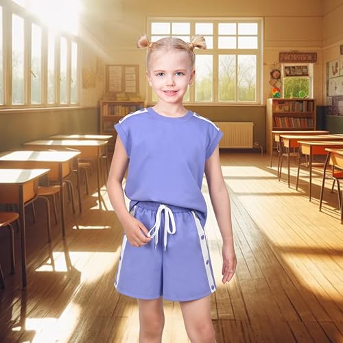 Image of Sunny Fashion Girls T-Shirt Top Short Pants Gym Active White Gray Heart