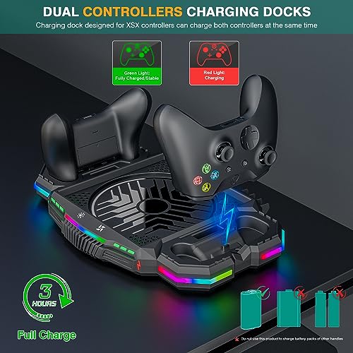 image for Wiilkac Vertical Cooling Fan Stand and Dual Controller Charging Statio