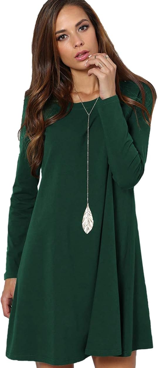 Romwe Women's Short Sleeve Long Sleeve Shirt Casual Swing Dress