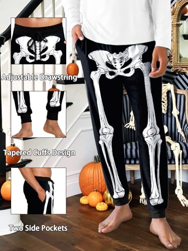 Deerose Mens Halloween Pajama Pants Pumpkin Drawstring Jogger Pants with Pockets3