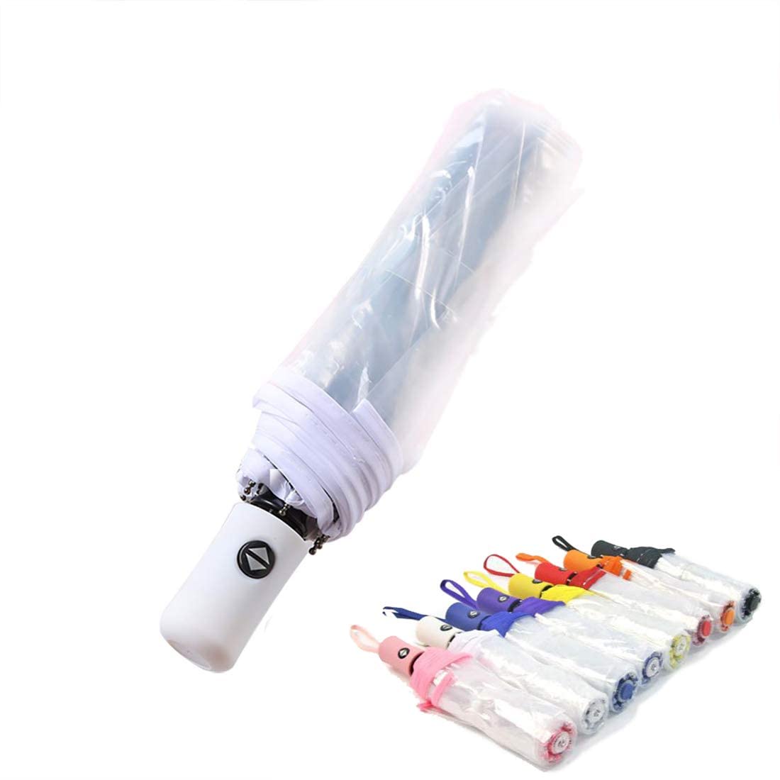 InconproTransparent Umbrella Auto Open Close Compact Windproof Lightweight Compact Umbrella Large Clear Folding Umbrella for Women and Men Seven Colors