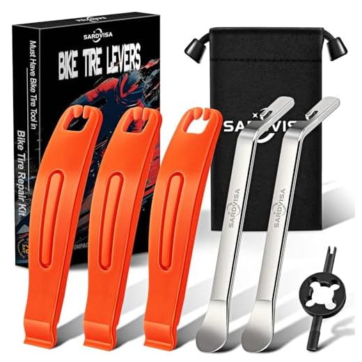 SARDVISA Bike Tire Levers| 3-Pcs Ultra Strong Tire Levers & 2-Pcs Stainless Steel Tire Spoons, Bike Tire Removal Tool for Road or Mountain Bike Tires, Must Have Bike Tire Tool in Bike Tire Repair Kit