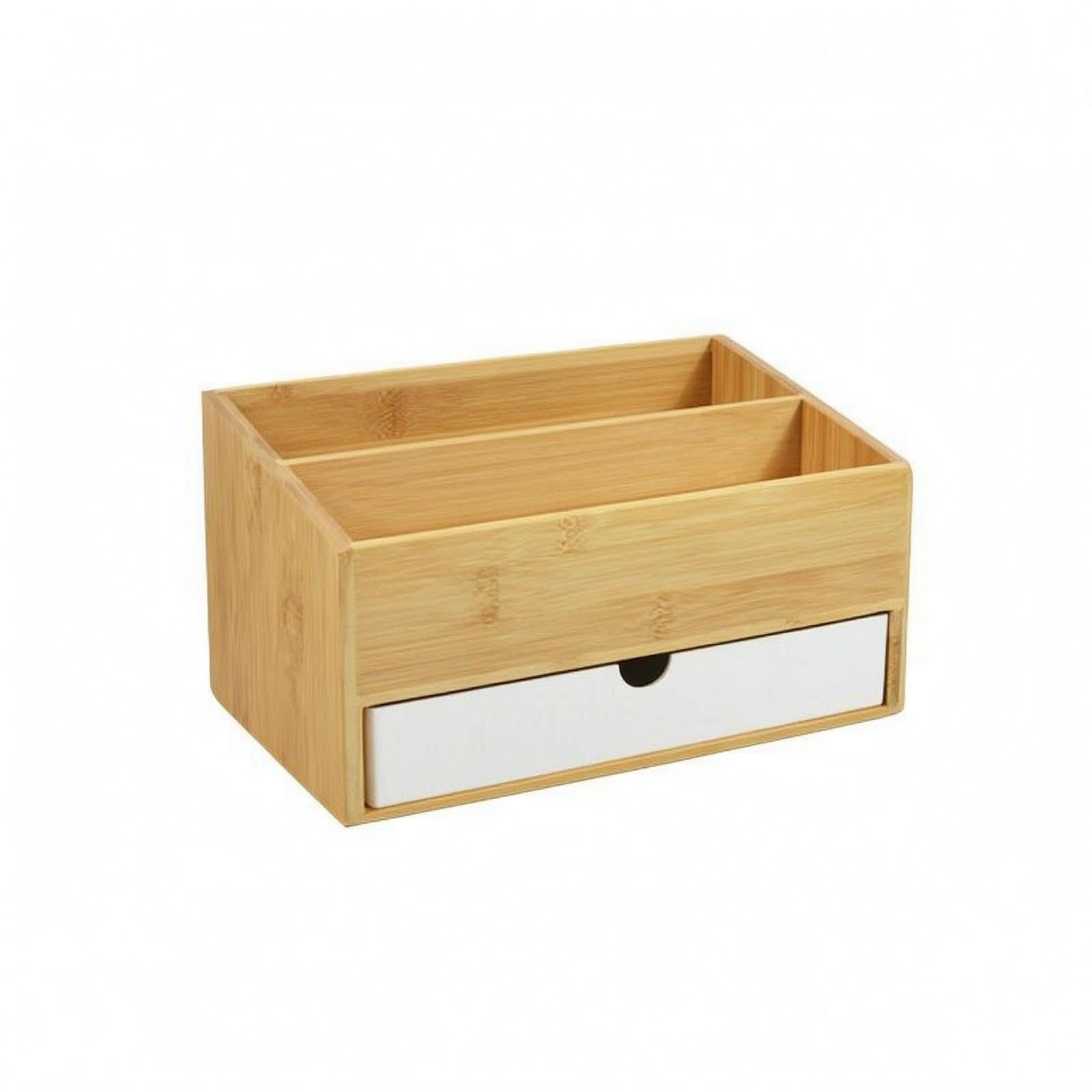 CALANDIS Bamboo Desk Drawer Organizer Open Top Desktop Bamboo Organizer Wood Grain White Single Layer-picture-30