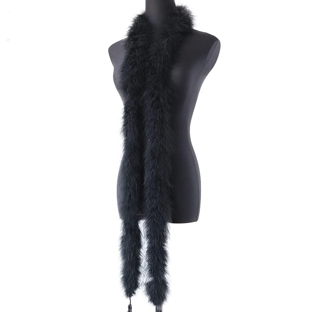 Boa de plumas de marabú de 2 yardas para manualidades, accesorio decorativo para árbol de Navidad, Halloween, carnaval, fiesta (negro)