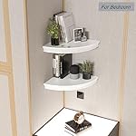 HAO Floating Corner Shelf Invisible Wall Mounted Shelves Radial Shape Cable Wire Hole Pattern Perfect for Bedroom Bathroom Living Room Kitchen Set of 2 White - Image 3