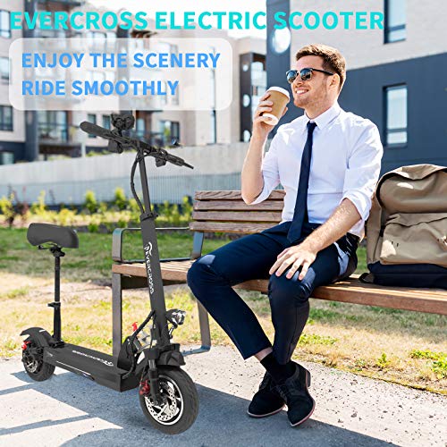 EverCross Electric Scooter, Electric Scooter for Adults with 800W Motor, Up to 28MPH & 25 Miles, Scooter for Adults with Dual Braking System, Folding Electric Scooter Offroad with 10\'\' Pneumatic Tires
