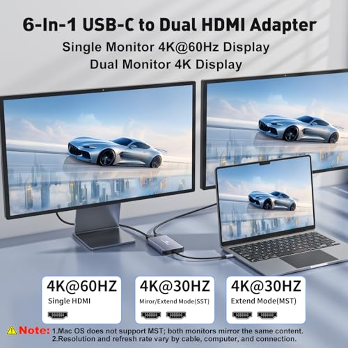 Répartiteur HDMI pour ordinateur portable MacBook et Dell au bureau - 3