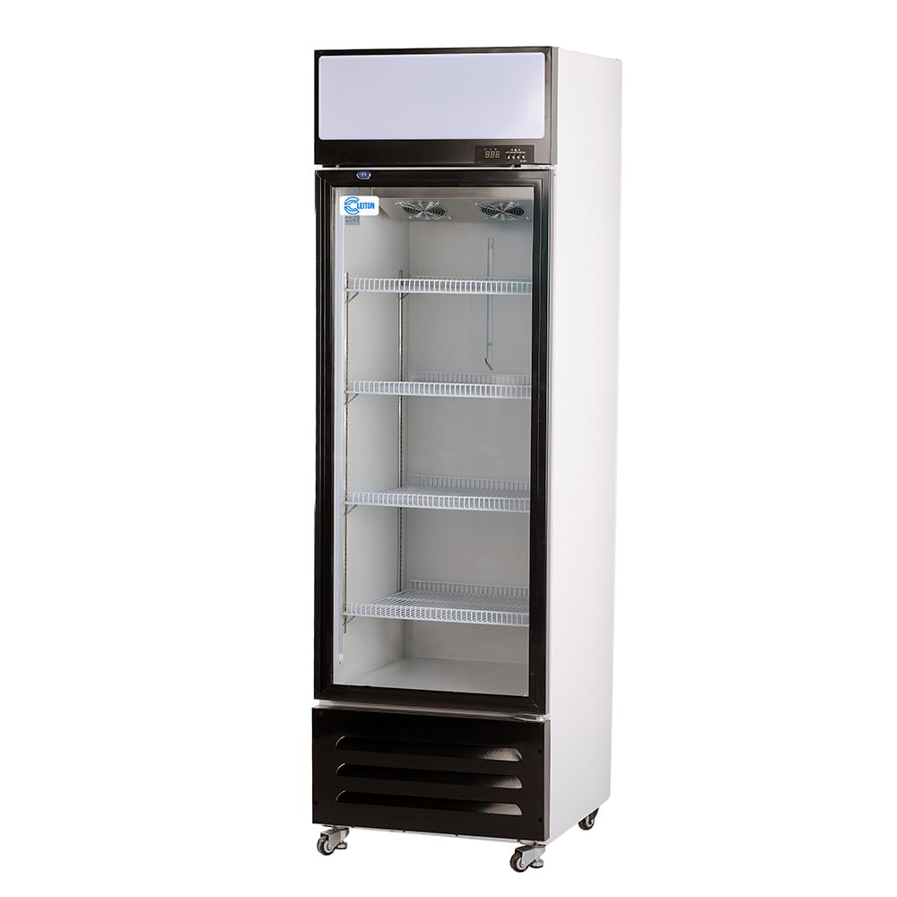 Cleiton® Armario Expositor Refrigerador 1 Puerta de Cristal 330 Litros Doble Cristal Templado Refrigeracion Ventilada Antivaho 600x620x2000 mm | Vitrina Expositora Refrigerada | Nevera Frio Bebidas