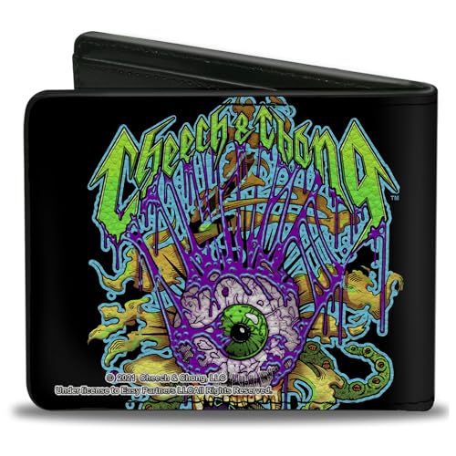 Buckle-Down Men's Cheech & Chong Wallet, Bifold, Earache My Eye Trip Multi Color, Vegan Leather, 4.0" x 3.5"2