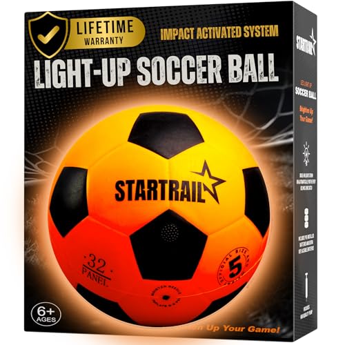 Light Up Soccer Ball, Glow in the Dark Ball NO 5, Soccer Gifts for Boys 8-12, 12-14 Year Old, Kids & Teens Gift Ideas, Sports Toys for Boy & Girl Ages 8 9 10 11 12 13 14 15, Glowing Outdoor Activity