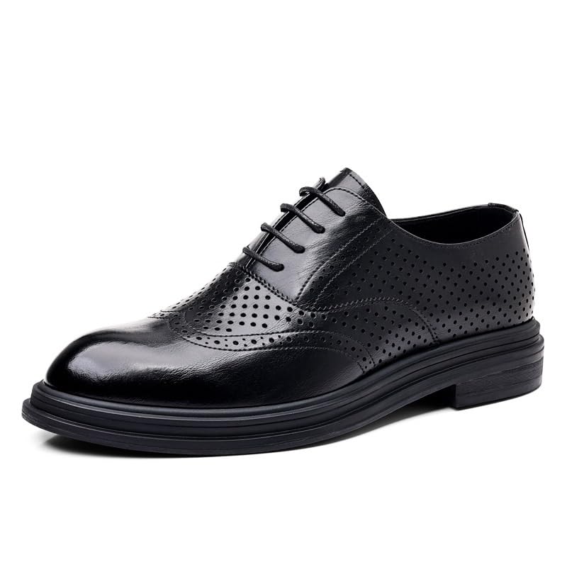 Men's Breathable Comfortable Business Oxford Shoes Fashion Classic Pointed Toe Lace Up Low Top Leather Dress Shoes