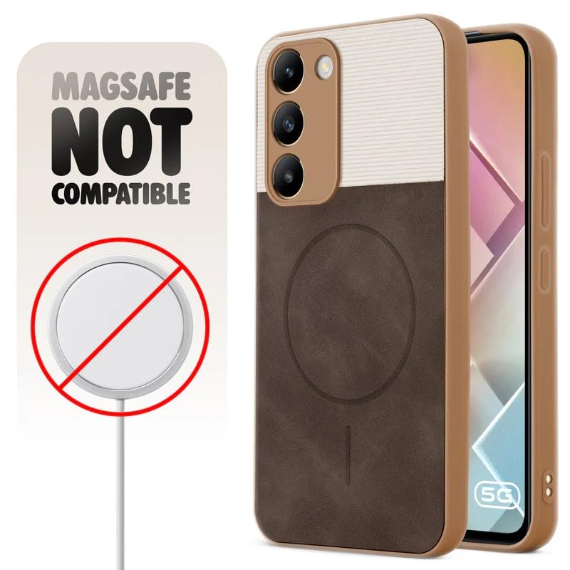 Image of Bintage 2in1 Hard Slim Back Case | Soft Border Camera Protect | Dual PU Leather Finish Back Cover Compatible for Mi Redmi Note 7 - White & Cherry Brown