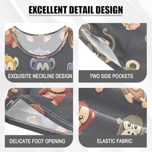 senya Short Sleeve Pajamas Sets Summer Cotton Sleepwear Yellow Red Monkey4