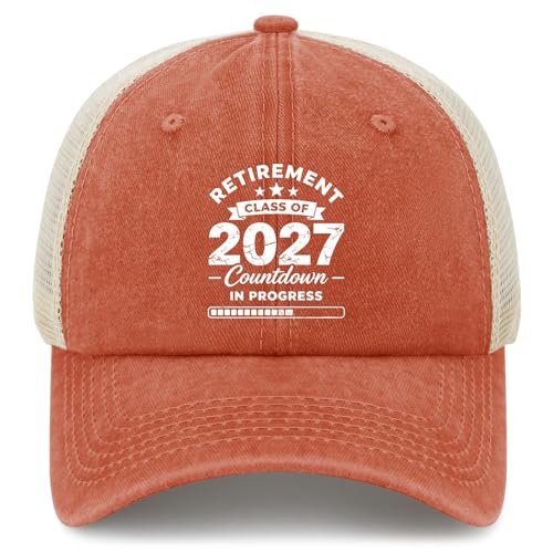 Retirement Class of 2027 Countdown in Progress Hat for Womens Fashion Washed Saffron