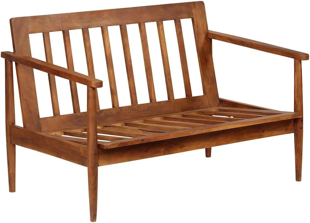 Sofa Brown Goat Leather 2-Seater Durable Sofa Rectangular Living Room Furniture