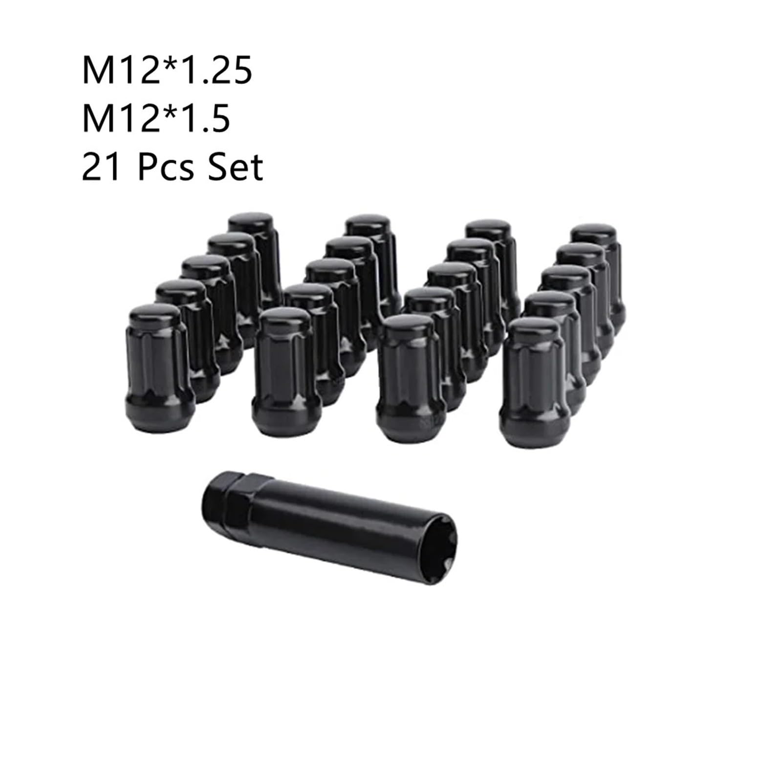 Dadi ad Alette M12x1,25 con Lunghezza Totale di 32 mm, Dadi for Ruote M12x1,5 con 1 Chiave a Bussola con esagono da 3/4" (19 mm) e 13/16" (21 mm) (Color : Sliver, Size : M12x1.5)