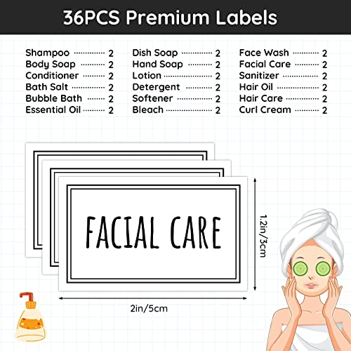 Image of Segbeauty Bathroom Labels for Organizing, 36PCS Waterproof Laundry Labels Soap Dispenser Stickers, Self-Adhesive Removable Beauty Skincare Organization Label for Bathroom Kitchen Laundryroom Dresser
