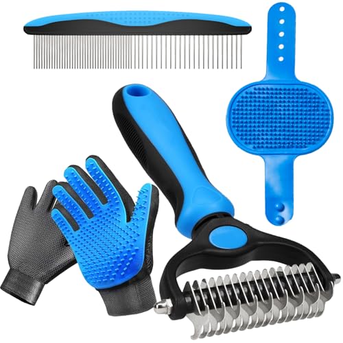 Image of NVNAN 5-Piece Pet Grooming Kit with Deshedding Rake for dogs and cats