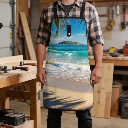 Delantal para taller con diseño de playa, ajustable y práctico miniatura 5