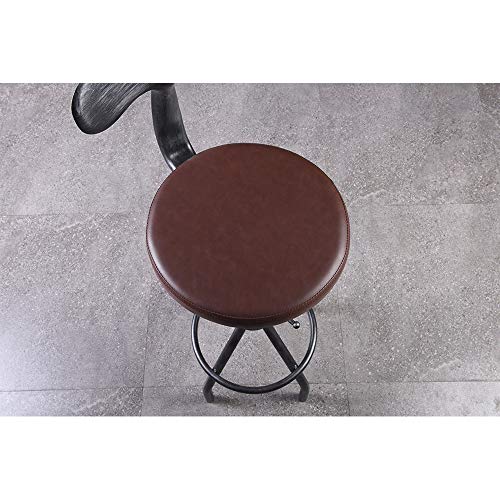 BOKKOLIK Industrial Bar Stools | Set of 2 | Swivel Pu Leather Seat | Kitchen Island Dining Chairs | Office Guest Stool | Counter Bar Height Adjustable | 24-34inch | with Backrest