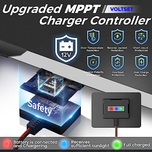 Voltset 10W 12V Solar Panel Kit, Monocrystalline Solar Battery Trickle Charger Maintainer + Built-in MPPT Charge Controller + Adjustable Mount Bracket for Car, RV, Boat, Motorcycle, Gate Opener - Image 2